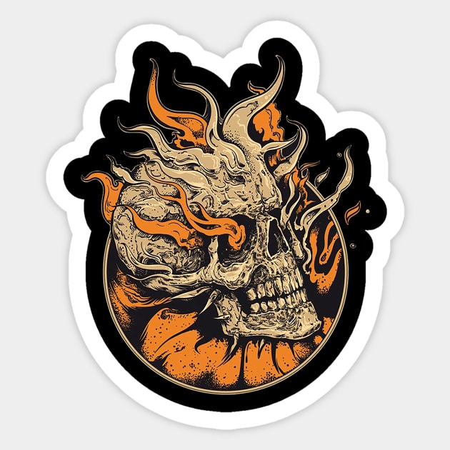 skull fire Sticker by marzipancreates